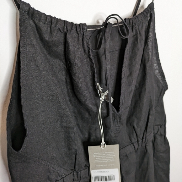 EVERLANE The Relaxed Fit Linen Shoestring Jumpsuit in Washed Black NEW Size M - Picture 4 of 8